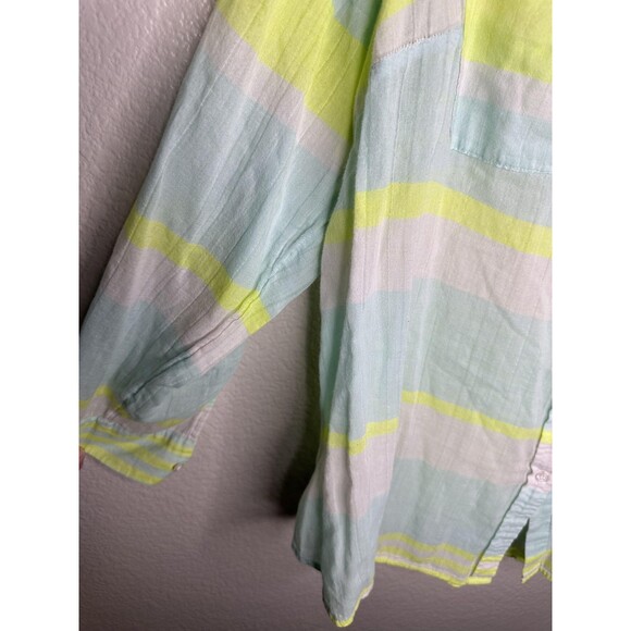 Lane Bryant Shirt Womens 18/20 Pastel Stripe V Neck Long Sleeve Button Plus - Picture 4 of 6